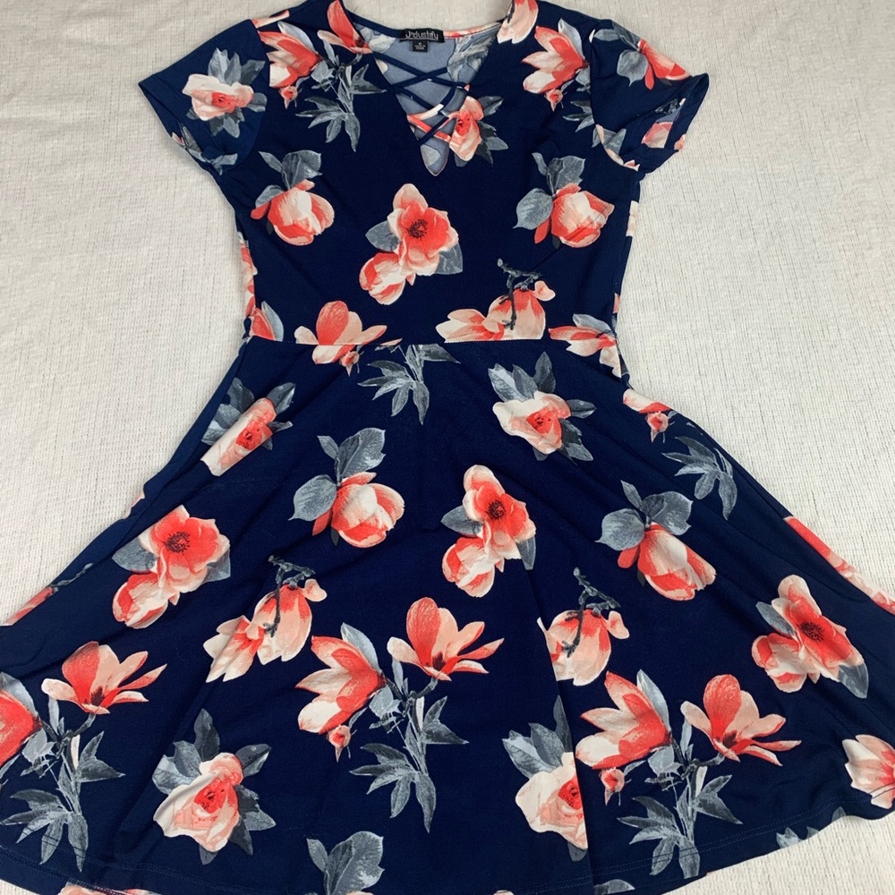 Blue Floral Skater Dress